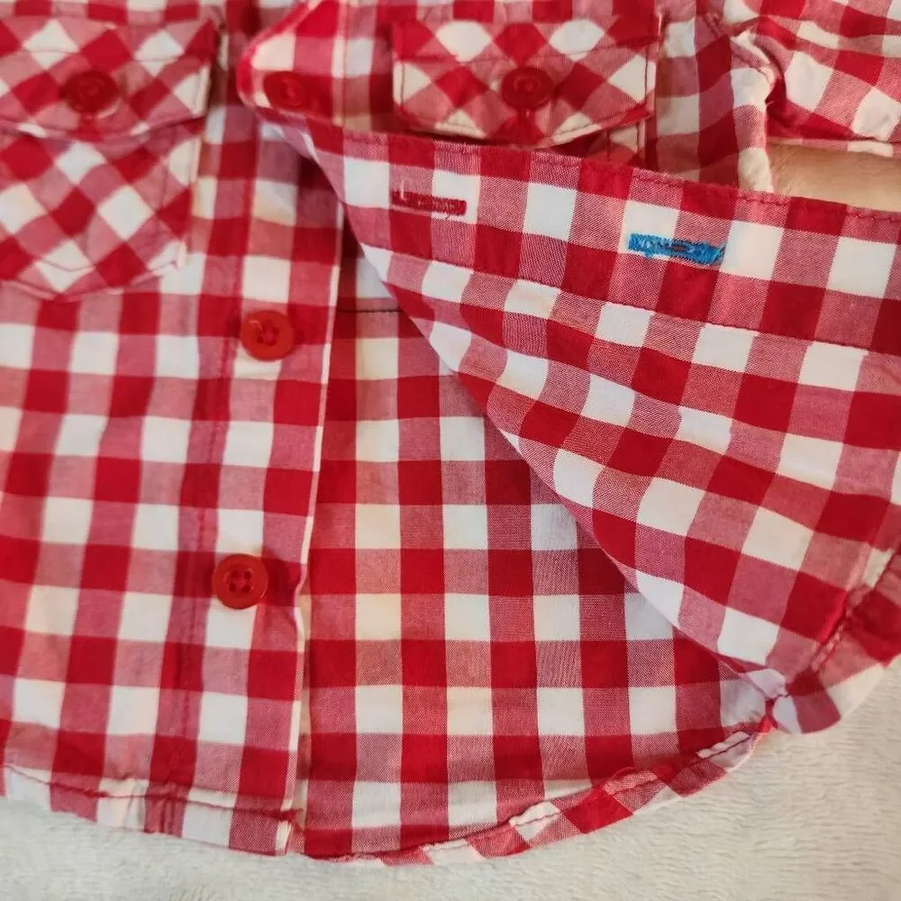 Carters just one you Kiss Upcycled Plaid Button Front Long Sleeve Size NB